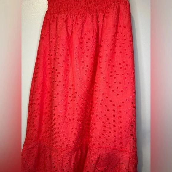 Betsey Johnson Women's Eyelet Midi Puff Sleeve Dress Paradise Pink Sz XS Spring - Picture 7 of 13